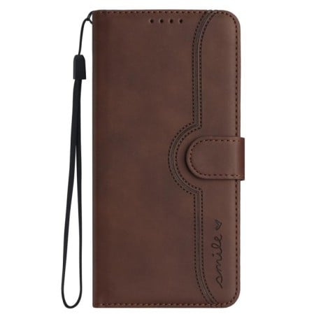Чехол-книжка Skin Feel Heart Amile для Motorola Edge 60 Pro - коричневый