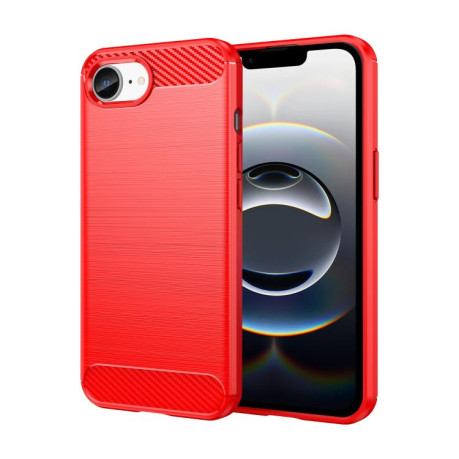 Противоударный чехол Brushed Texture Carbon Fiber на iPhone 16e - красный