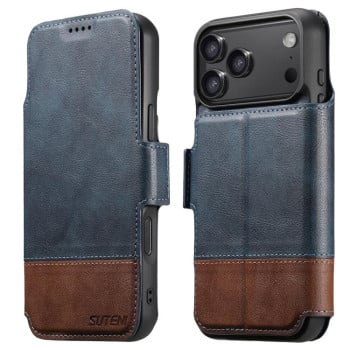 Чохол-книжка Suteni Q06 2-in-1 Multi-function з MagSafe та магнітним хлястиком на iPhone 17 Pro Max - синій