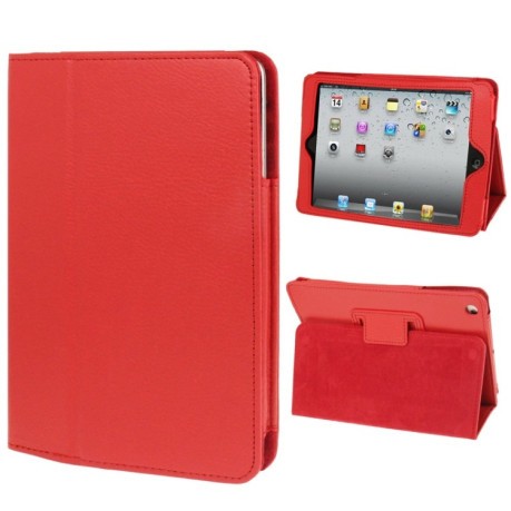 Чохол-книжка Litchi Texture 2-fold на iPad mini 1/2/3 - червоний