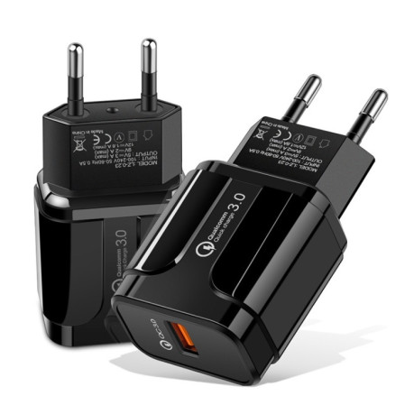 Быстрая зарядка Portable QC3 18W USB Port Universal Quick Charging Charger  - черный