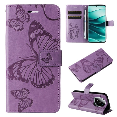 Чехол-книжка Embossed Butterfly для Xiaomi Redmi Note 14 Pro / 14 Pro+ 5G - фиолетовый