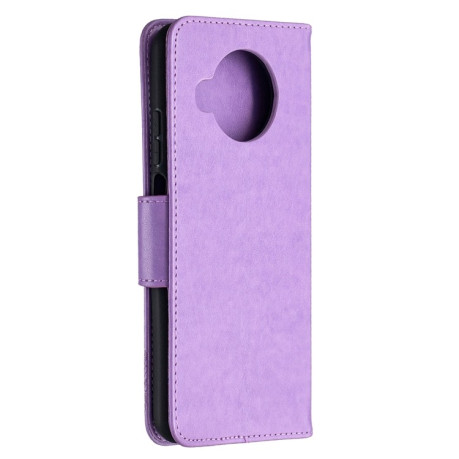 Чехол-книжка Butterflies Pattern на Xiaomi Mi 10T Lite - фиолетовый
