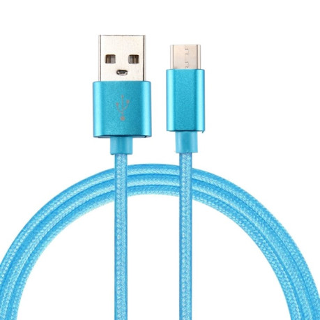 Зарядный кабель Knit Texture USB для USB-C / Type-C Cable Length: 2m, 3A Output - синий