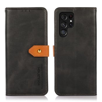 Чохол-книжка KHAZNEH Dual-color Cowhide для Samsung Galaxy S24 Ultra 5G - чорний