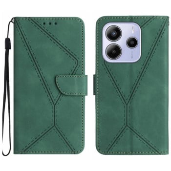 Чехол-книжка Stitching Embossed Leather для Xiaomi Redmi Note 14 4G 164.84mm - зеленый