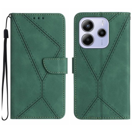 Чохол-книжка Stitching Embossed Leather для Xiaomi Redmi Note 14 4G - зелений