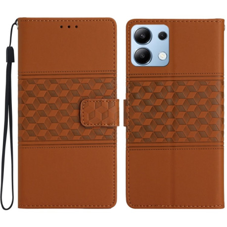 Чохол-книжка Diamond Embossed Skin Feel для Xiaomi Redmi Note 14 4G - коричневий