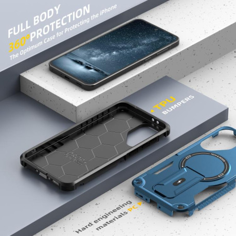 Противоударный чехол MagSafe Holder Armor PC Hybrid для Samsung Galaxy A36 / A56 5G - синий