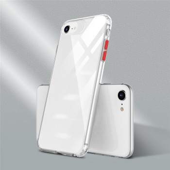 Ударозащитный чехол Color Button Clear на iPhone SE 3/2 2022/2020/7/8 - прозрачно-красный