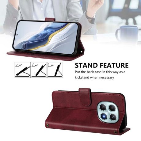 Чохол-книжка Line Splicing еко-шкіра Ретро на Xiaomi Redmi Note 15 4G / 5G /Poco M8 164mm — бордовий