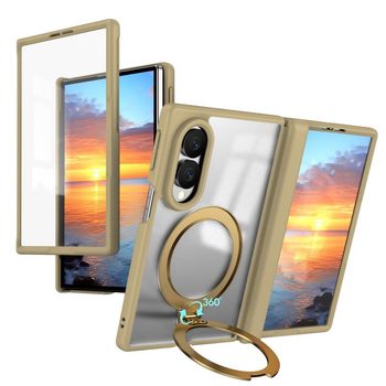 Чохол з 360° магнітним кільцем-тримачем Escase на Samsung Galaxy Fold 8 5G — піщано-золотистий