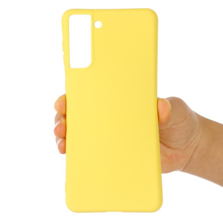 Силиконовый чехол Solid Color Liquid Silicone на Samsung Galaxy S21 - желтый