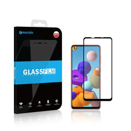 Защитное стекло mocolo 0.33mm 9H 3D Full Glue для Samsung Galaxy A21s - черное