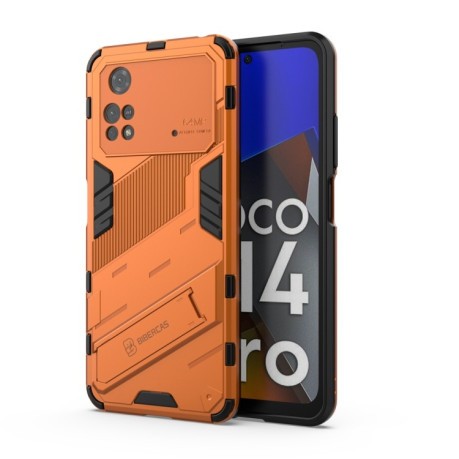 Противоударный чехол Punk Armor для Xiaomi Poco M4 Pro 4G - оранжевый