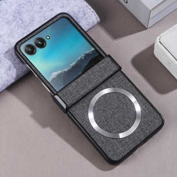 Протиударний чохол Three-stage Folding Magsafe Cloth Texture на Motorola Razr 50 - сірий