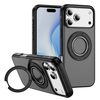 Полупрозрачный чехол Skin Feel Translucent PC Gear Holder C MagSafe с держателем и MagSafe на iPhone 18 Pro Max / 17 Pro Max — светло-серый/черный