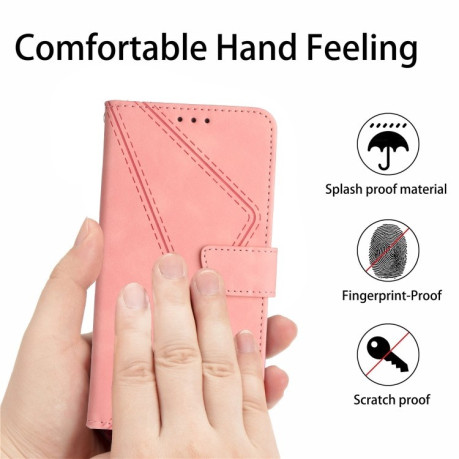 Чохол-книжка Stitching Embossed Leather для Realme 12 Pro / 12 Pro+ - рожевий