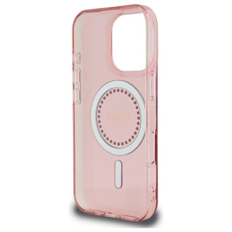 Оригинальный чехол Guess IML Rhinestones MagSafe для iPhone 16 Pro Max - Pink