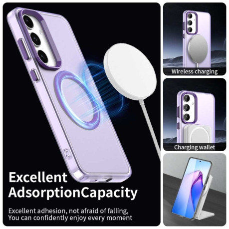 Противоударный чехол MagSafe Holder PC Hybrid для Samsung Galaxy S25 5G - фиолетовый