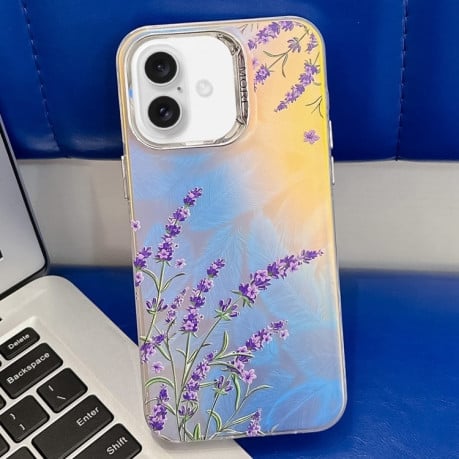 Чохол Electroplating Laser Flower Texture для iPhone 16 Plus - Lavender