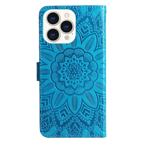 Чехол-книжка Embossed Sunflower для  iPhone 14 Pro Max - синий