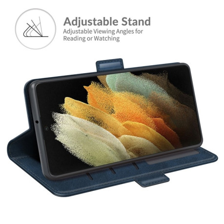 Чехол-книжка Dual-side Magnetic Buckle на Samsung Galaxy S22 Ultra 5G - синий