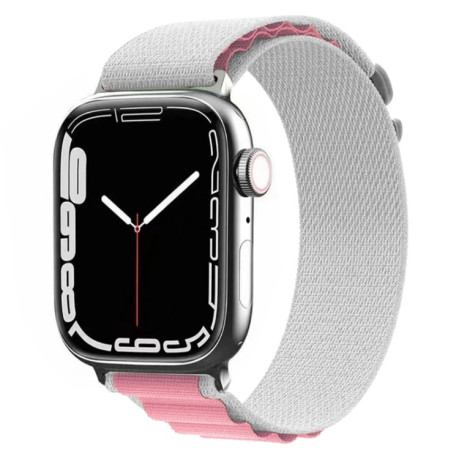 Ремешок Nylon Loop для Apple Watch Series 8/7 41mm/40mm /38mm - серо-розовый