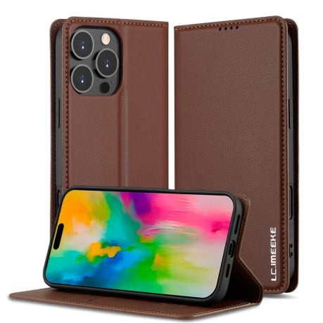 Чехол-книжка LCIMEEKE LC-001 Series для iPhone 16 Pro - коричневый