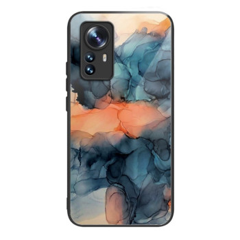 Противоударный стеклянный чехол Marble Pattern Glass на Xiaomi 12 Pro - Abstract Blue