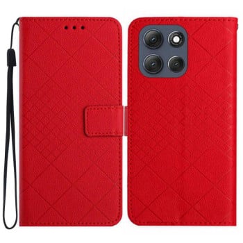 Чехол-книжка Rhombic Grid Texture для Motorola Moto G86 5G - красный
