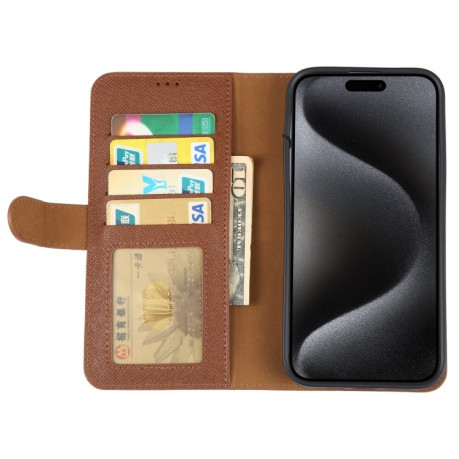 Чохол-книжка GEBEI Top-grain для iPhone 15 Pro Max - коричневий