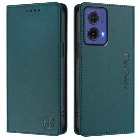 Чехол-книжка RC01 Dual-Folded Magnetic Suction RFID Leather на Motorola Moto G85 - зеленый