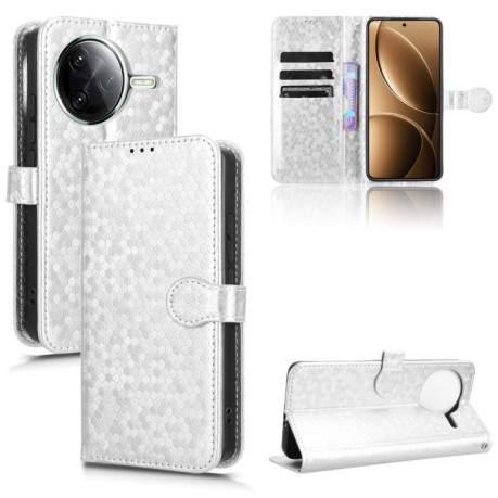 Чехол-книжка Honeycomb Dot для Xiaomi Poco F7 Pro 5G / F7 Ultra - серебристый