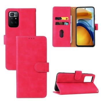 Чехол-книжка Solid Color Skin Feel на Xiaomi Redmi 10 - пурпурно-красный