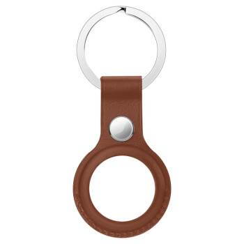 Кожаный брелок с кольцом для AirTag - коричневый