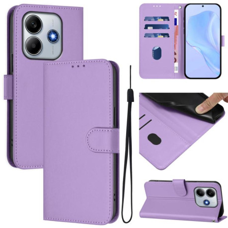 Чехол-книжка Skin Feel Solid Color Leather для Xiaomi Poco M7 Pro 5G - фиолетовый
