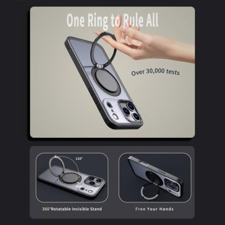 Чехол Kalebol с подставкой 360 и MagSafe на iPhone 17 Pro - черный
