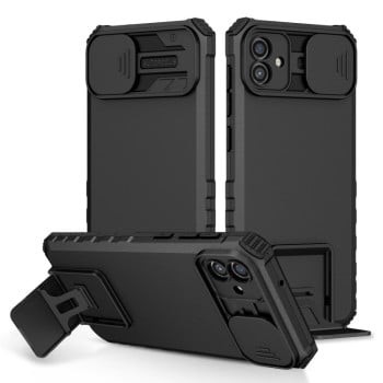 Противоударный чехол Stereoscopic Holder Sliding для Samsung Galaxy A04 4G - черный
