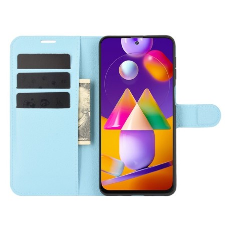 Чехол-книжка Litchi Texture на Samsung Galaxy M31s - синий