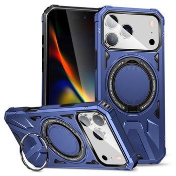 Протиударний чохол HTM MagSafe Magnetic Shockproof with Ring Holder на iPhone 18 Pro Max / 17 Pro Max — темно-синій