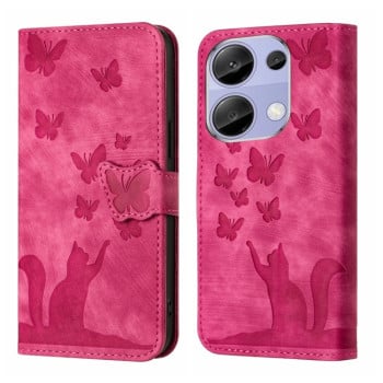 Чехол-книжка Cat Embossing Pattern на Xiaomi Redmi Note 14S/ 13 Pro 4G / POCO M6 Pro 4G - розовый
