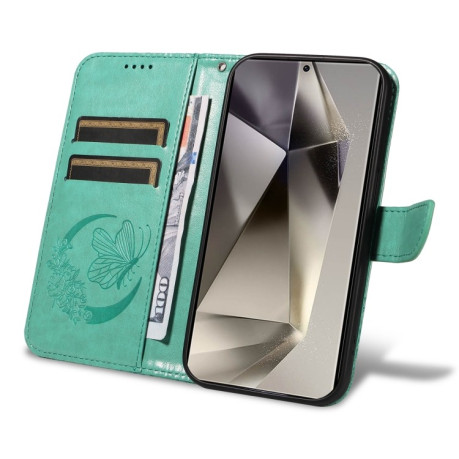Чехол-книжка Swallowtail Butterfly Embossed Leather для Samsung Galaxy S25 Ultra 5G - зеленый