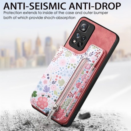 Протиударний чохол Retro Painted Zipper Wallet для Redmi Note 13 Pro+ 5G - рожевий