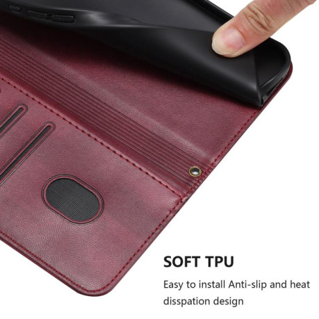 Противоударный чехол Racing Line Splicing Buckle Retro Leather для Realme GT 7 Pro - винно-красный