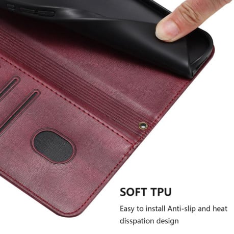 Чехол-книжка Line Splicing эко-кожа Ретро на Xiaomi 15T Pro 5G - винно-красный