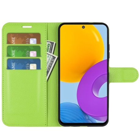 Чехол-книжка Litchi Texture на Samsung Galaxy M52 5G - зеленый