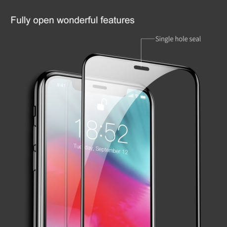 Защитное стекло Baseus 0.3mm 9H на весь экран на iPhone 11/ iPhone Xr черное