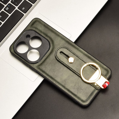 Противоударный чехол Wristband Leather Back для Infinix Smart 8 Plus / Smart 8 Pro - зеленый