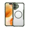 Ударозащитный чехол Carbon Fiber Texture MagSafe Translucent на iPhone 16 Plus - зеленый